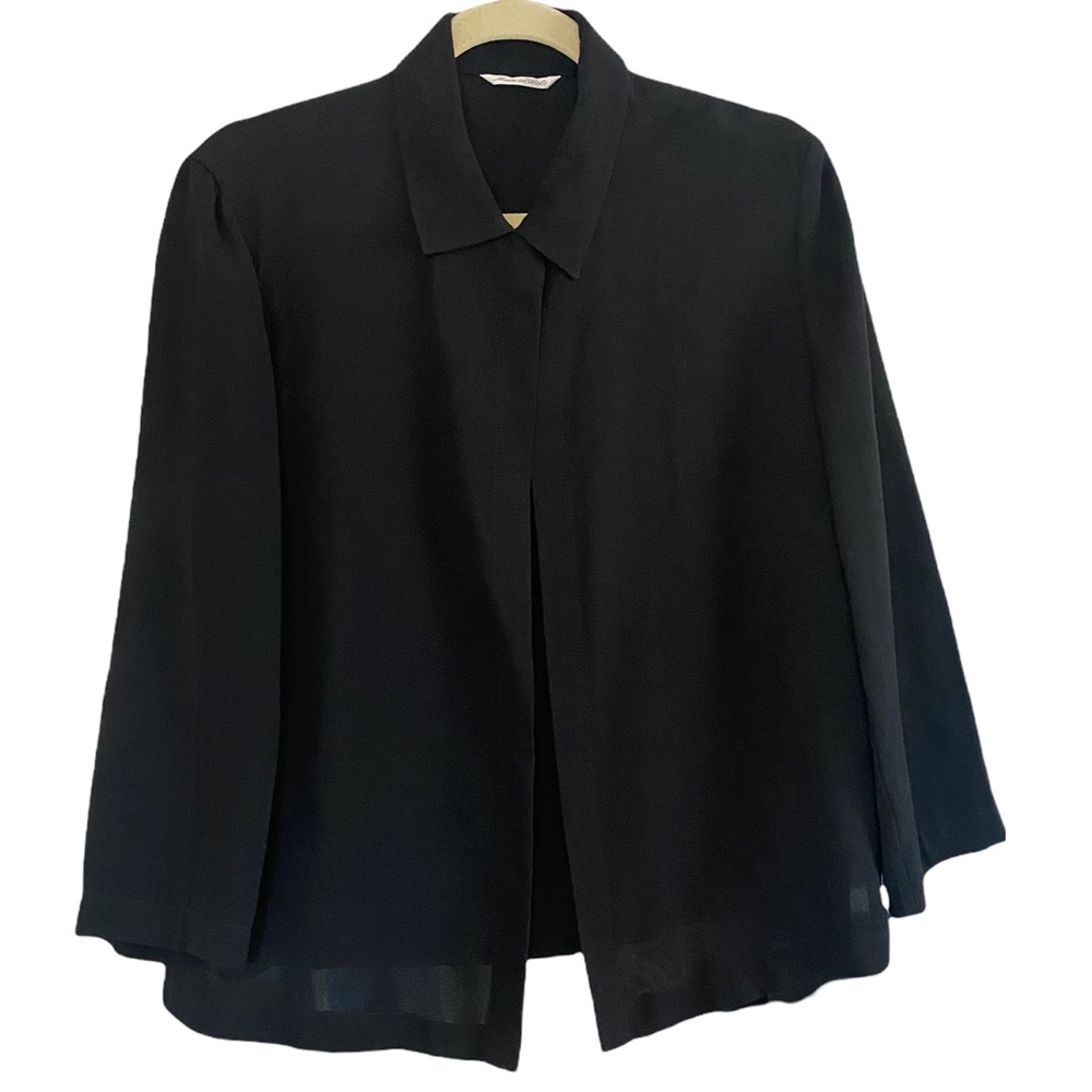 MaxMara Black Lightweight Cotton Blend One Button Blazer Cardigan Size 8